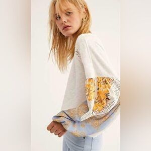 NWT FREE PEOPLE Casual Clash Top With Floral